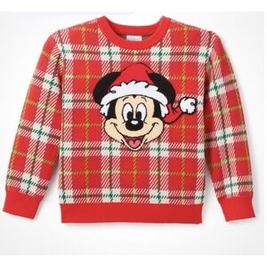 Disney Store Mickey Mouse Holiday Sweater for Kids Red Christmas 9/10 NWT